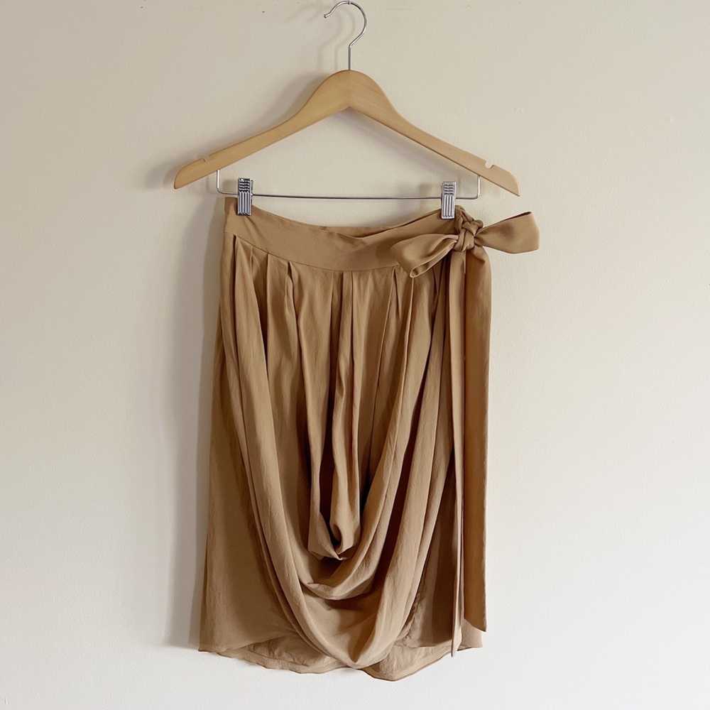 Chloe silk draped skirt. Designer camel coloured skirt xs small 36 - Picture 2 of 7